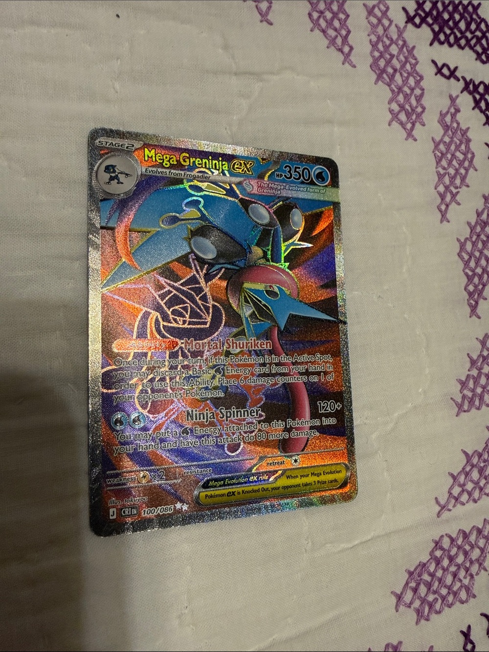 Pokemon Mega Greninja EX Holographic Blue Black Silver Card